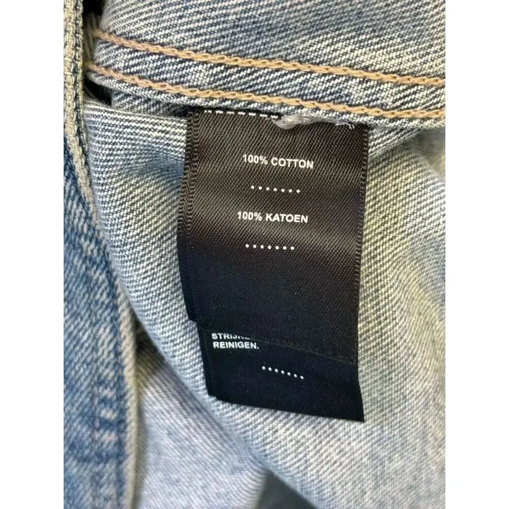 Vintage Harley Davidson Motorcycle Denim Jean Jacket Blue Cotton Men's Size L